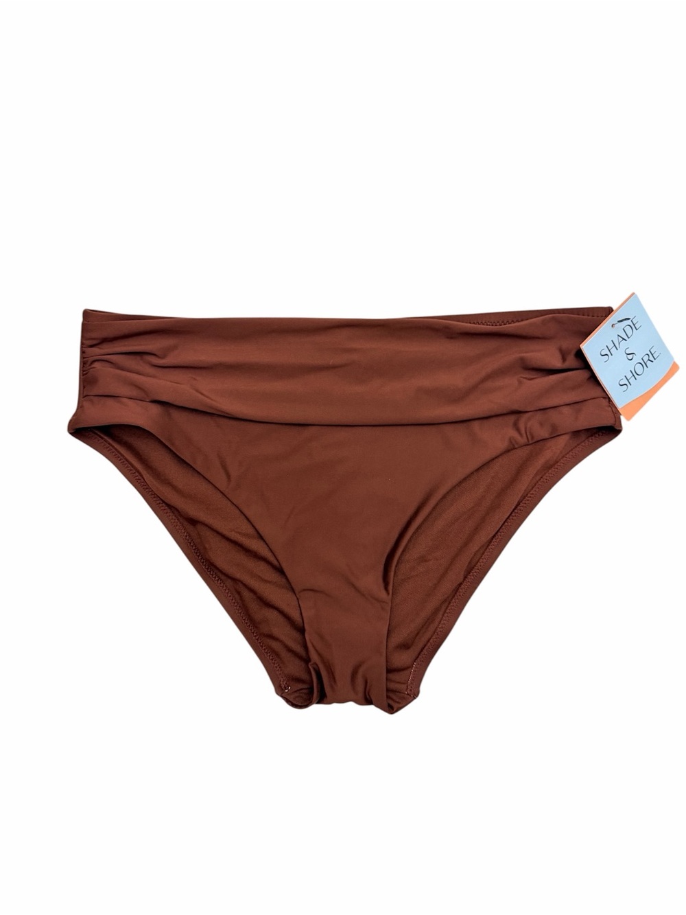 Shade & Shore Brown Ruched Waist Bikini Bottoms Size M NWT